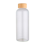 Einwandige Borosilikatglasflasche mit Bambusdeckel 650 ml farbe transparent zweite Vorderansicht