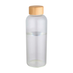 Einwandige Borosilikatglasflasche mit Bambusdeckel 650 ml farbe transparent