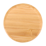 Einwandige Borosilikatglasflasche mit Bambusdeckel 650 ml farbe transparent dritte Vorderansicht