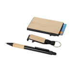 Firmen Geschenkset mit Kugelschreiber, RFID Kartenetui und Schlüsselanhänger farbe natürliche farbe vierte Ansicht