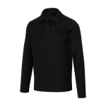 Unisex Langarm Poloshirt aus Baumwolle in Piqué 245 g/m² Elevate farbe schwarz