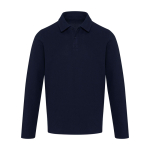 Unisex Langarm Poloshirt aus Baumwolle in Piqué 245 g/m² Elevate farbe marineblau zweite Vorderansicht