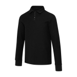 Unisex Baumwoll Poloshirt Langarm mit Halb Reißverschluss 245 g/m² Elevate farbe schwarz