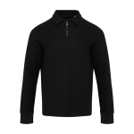 Unisex Baumwoll Poloshirt Langarm mit Halb Reißverschluss 245 g/m² Elevate farbe schwarz zweite Vorderansicht