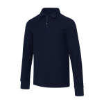 Unisex Baumwoll Poloshirt Langarm mit Halb Reißverschluss 245 g/m² Elevate farbe marineblau
