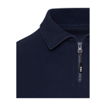 Unisex Baumwoll Poloshirt Langarm mit Halb Reißverschluss 245 g/m² Elevate farbe marineblau Detailansicht 1