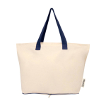 Faltbare Tasche aus recycelter Baumwolle mit GRS Zertifikat 7 L 140 g/m² farbe marineblau zweite Vorderansicht