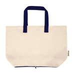 Faltbare Tasche aus recycelter Baumwolle mit GRS Zertifikat 7 L 140 g/m² farbe marineblau dritte Vorderansicht