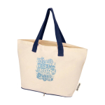 Faltbare Tasche aus recycelter Baumwolle mit GRS Zertifikat 7 L 140 g/m² farbe marineblau Ansicht mit Transferdruck