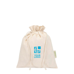 Geschenkbeutel mit Baumwollkordelzug 140 g/m² Ansicht mit Druckbereich