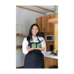 Handgewebte Schürze aus recycelter Baumwolle für Veranstaltungen Originalhome farbe schwarz Lifestyle-Bild