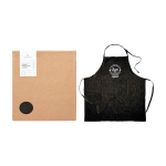 Handgewebte Schürze aus recycelter Baumwolle für Veranstaltungen Originalhome farbe schwarz Ansicht mit Siebdruck