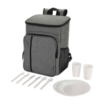 Kühlrucksack für Picknick mit wiederverwendbarem Besteck 20 L farbe grau mamoriert zweite Ansicht