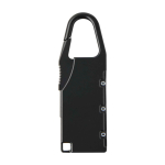 Zahlenkombinationsschloss aus Zink mit Karabiner bedrucken farbe schwarz zweite Vorderansicht