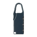 Zahlenkombinationsschloss aus Zink mit Karabiner bedrucken farbe bondi blau zweite Vorderansicht