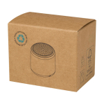 Kompakter Bluetooth Lautsprecher individualisierbar mit USB C Ladung 3 W farbe weiß zweite Ansicht mit Box