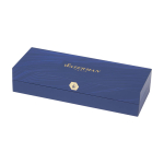 Zeitloser lackierter Kugelschreiber mit blauer Tinte Waterman Hemisphere M farbe grau zweite Ansicht mit Box