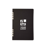 A5 Notizbuch mit Hardcover aus Recyclingpapier mit Spiralbindung und linierten Blättern Ansicht mit Druckbereich