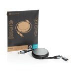 Retraktables 2 in 1 Lade und Datenkabel aus recyceltem Aluminium 240 W farbe schwarz Ansicht mit Box