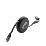 Retraktables 2 in 1 Lade und Datenkabel aus recyceltem Aluminium 240 W farbe schwarz Ansicht mit Druckbereich