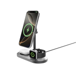 Umweltfreundliches magnetisches 3-in-1 kabelloses Schreibtisch-Ladegerät 25 W farbe grau dritte Ansicht