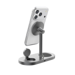 Umweltfreundliches magnetisches 3-in-1 kabelloses Schreibtisch-Ladegerät 25 W farbe grau vierte Ansicht