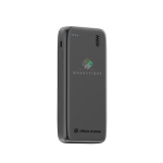 Umweltfreundliche Powerbank mit einziehbarem Kabel 45W 20.000 mAh farbe schwarz Ansicht mit Logo