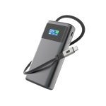 Powerbank mit Ladeanzeige und einziehbarem Kabel 45W 10.000 mAh farbe grau zweite Ansicht