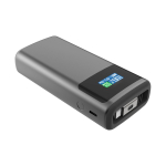 Powerbank mit Ladeanzeige und einziehbarem Kabel 45W 10.000 mAh farbe grau dritte Ansicht