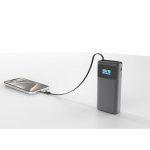 Powerbank mit Ladeanzeige und einziehbarem Kabel 45W 10.000 mAh farbe grau fünfte Ansicht