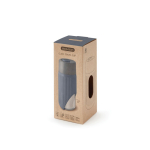 Thermo-Reisebecher aus Glas mit Silikonhülle Black & Blum 340 ml farbe grau Ansicht mit Box