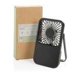 Wiederaufladbarer Tischventilator mit 3 Geschwindigkeiten 5W 1.200 mAh farbe schwarz Ansicht mit Box