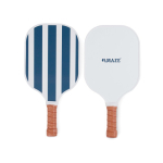 Pickleball-Set mit Holzschlägern und Ball zum Spielen farbe marineblau Ansicht mit Logo