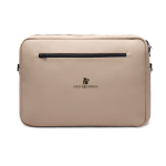 2-in-1 Convertible Rucksack aus recyceltem Polyester für 15”-Laptop farbe elfenbeinfarben Ansicht mit Logo