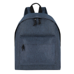 Rucksack aus recyceltem Polyester mit Fronttasche und melierter Optik farbe blau erste Ansicht