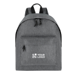 Rucksack aus recyceltem Polyester mit Fronttasche und melierter Optik Ansicht mit Druckbereich