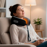 Tragbares, verstellbares Nackenmassagekissen vierte Ansicht