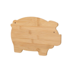 Küchenbrett aus Bambus mit Schweinchen-Design und Aufhänger zweite Ansicht