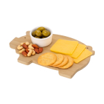 Küchenbrett aus Bambus mit Schweinchen-Design und Aufhänger dritte Ansicht