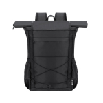 Rolltop-Rucksack aus RPET mit Doppelverschluss, Laptopfach 15” farbe schwarz erste Ansicht