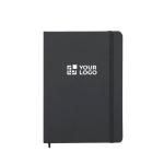 A5-Notizbuch mit hartem Kunstleder-Einband und gepunkteten Seiten Ansicht mit Druckbereich