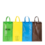 Set aus 4 Recyclingtaschen aus laminiertem Vliesstoff Ansicht mit Druckbereich