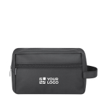 Mehrzweck-Kulturbeutel mit Handschlaufe aus Kunstleder und Fronttasche Ansicht mit Druckbereich