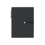 Notizblock A6 mit Notizblättern, Haftnotizen und Kugelschreiber farbe schwarz erste Ansicht