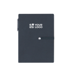 Notizblock A6 mit Notizblättern, Haftnotizen und Kugelschreiber Ansicht mit Druckbereich