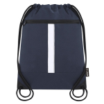 RPET-Kordelzugrucksack mit Fronttasche und reflektierendem Band farbe marineblau erste Ansicht