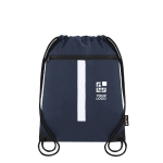RPET-Kordelzugrucksack mit Fronttasche und reflektierendem Band Ansicht mit Druckbereich