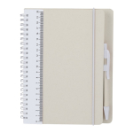 Notizbuch aus recyceltem Karton mit Kugelschreiber, A5 liniert farbe weiß erste Ansicht