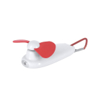 Tragbarer Ventilator mit LED-Taschenlampe und Transportkarabiner farbe rot erste Ansicht