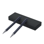 Schreibset mit Bleistift und Kugelschreiber aus recyceltem Alu farbe marineblau erste Ansicht
